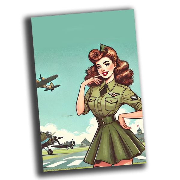 nice vintage classic military woman uniform retro WW2 Photo Glossy 4*6 in A001