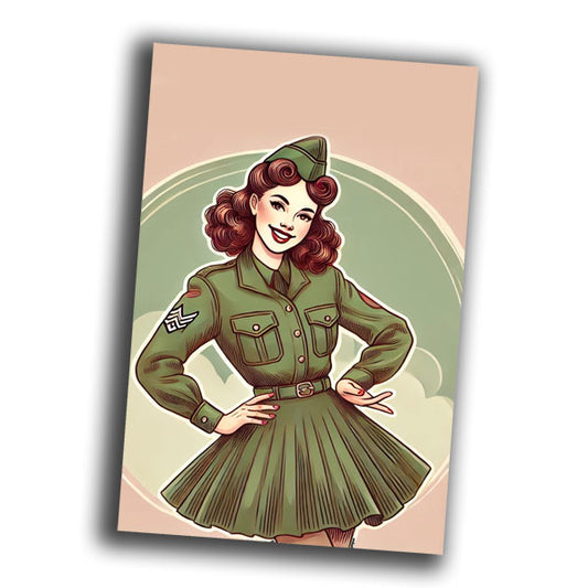nice vintage classic military woman uniform retro WW2 Photo Glossy 4*6 in A002