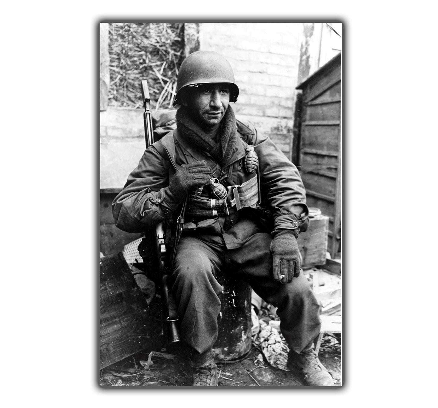 US soldier in France vintage retro military uniform retro WW2 Photo Glossy 4*6 in A037