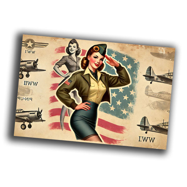 nice vintage classic military woman uniform retro WW2 Photo Glossy 4*6 in A003