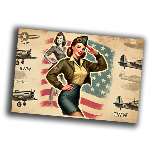 nice vintage classic military woman uniform retro WW2 Photo Glossy 4*6 in A003