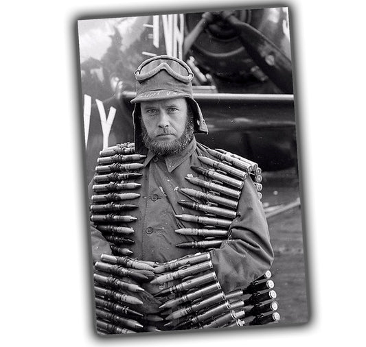 airplane pilot with machine gun belt retro WW2 Photo Glossy 4*6 in A040