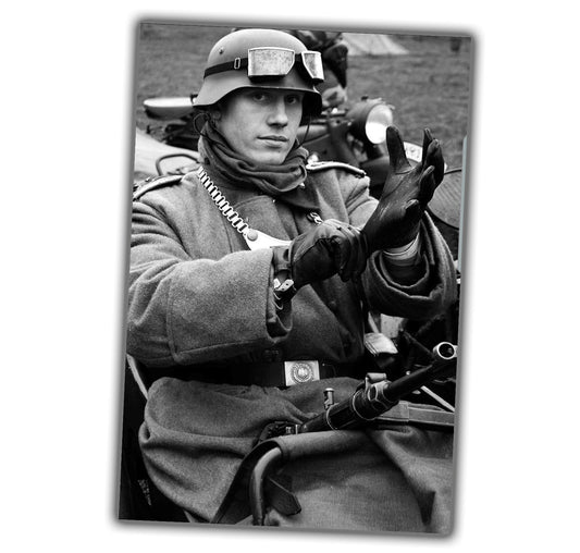 German motorcyclist in uniform vintage retro WW2 Photo Glossy 4*6 in A050