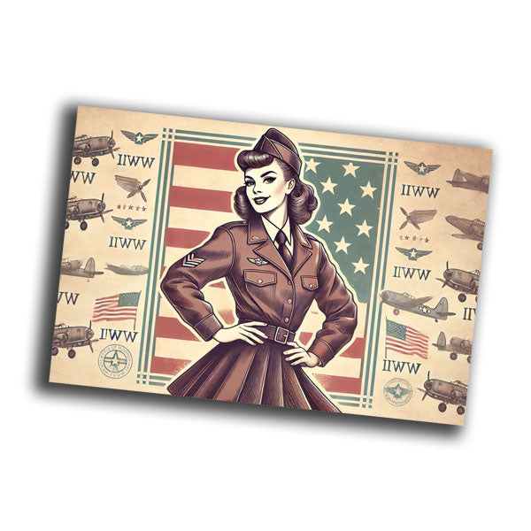 nice vintage classic military woman uniform retro WW2 Photo Glossy 4*6 in A005