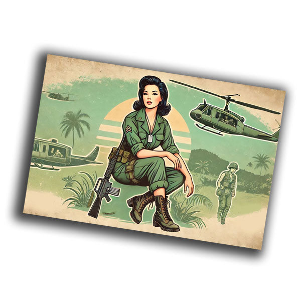 nice vintage retro military woman uniform retro WW2 Photo Glossy 4*6 in A007