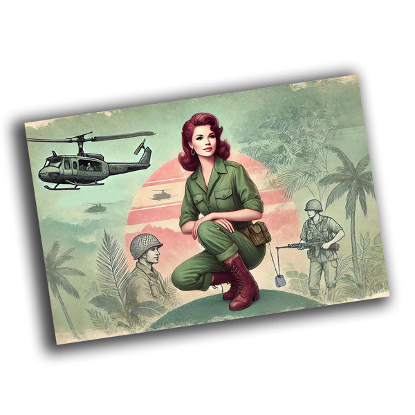 nice vintage retro military woman uniform retro WW2 Photo Glossy 4*6 in A008
