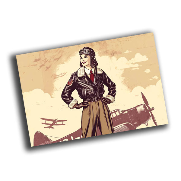 nice vintage retro military woman uniform retro WW2 Photo Glossy 4*6 in A011