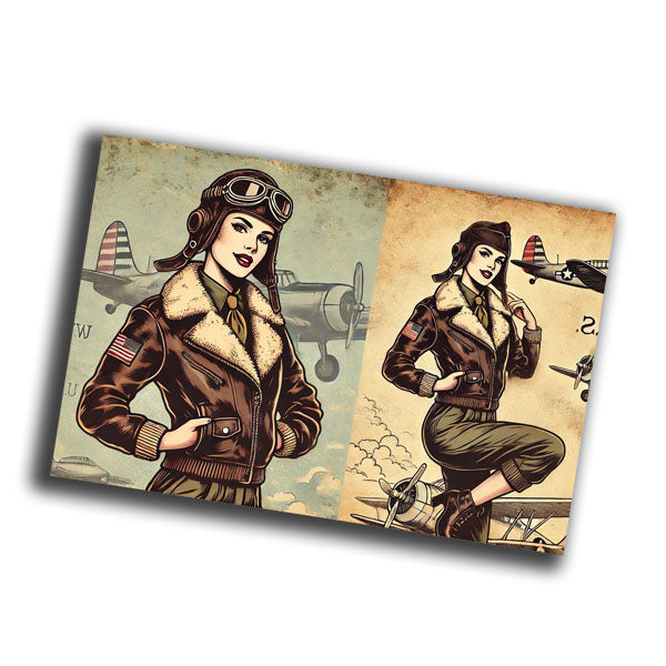 nice vintage retro military woman uniform retro WW2 Photo Glossy 4*6 in A012
