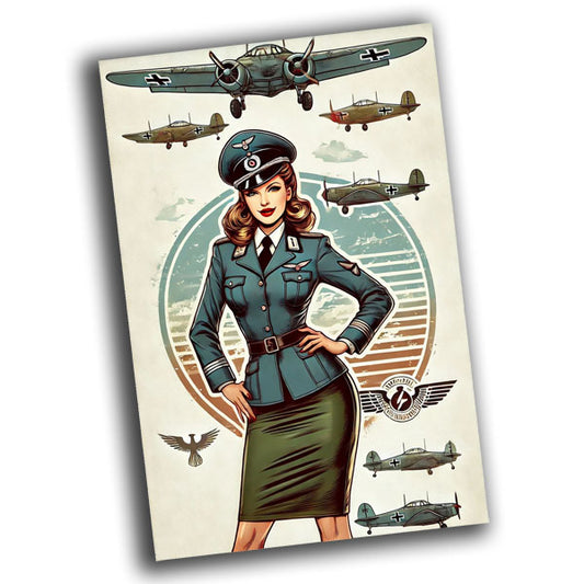 nice vintage retro military woman uniform retro WW2 Photo Glossy 4*6 in A014