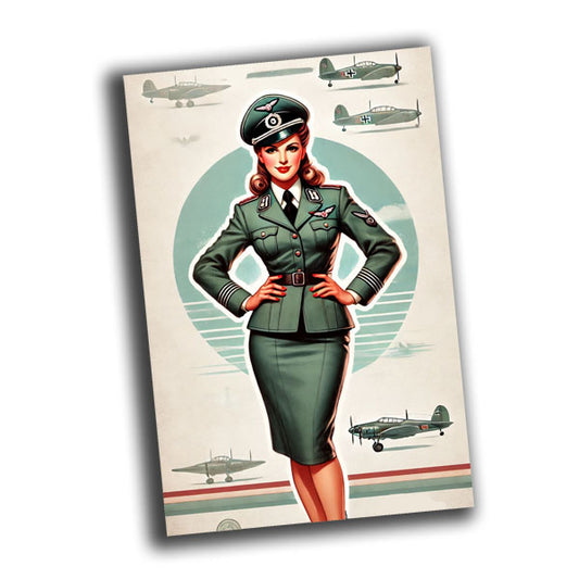 nice vintage retro military woman uniform retro WW2 Photo Glossy 4*6 in A015