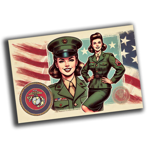 nice vintage retro military woman uniform retro WW2 Photo Glossy 4*6 in A016