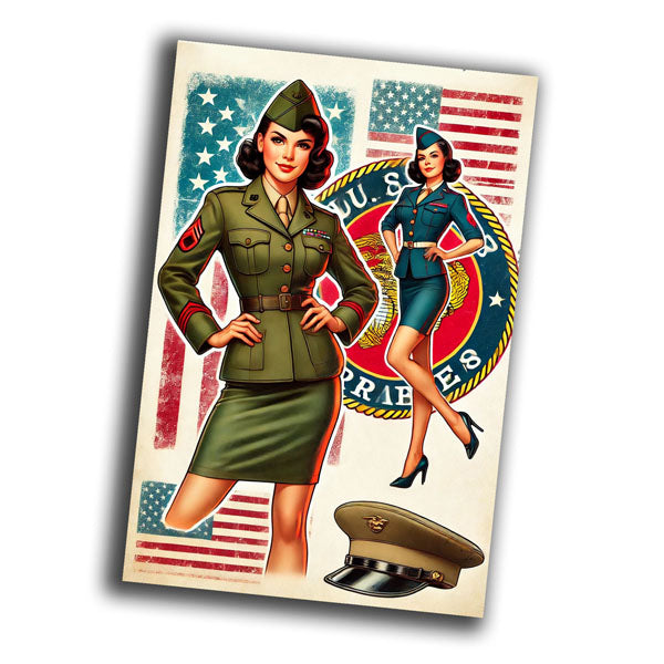 nice vintage retro military woman uniform retro WW2 Photo Glossy 4*6 in A018