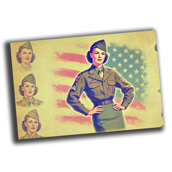 nice vintage retro military woman uniform retro WW2 Photo Glossy 4*6 in A019