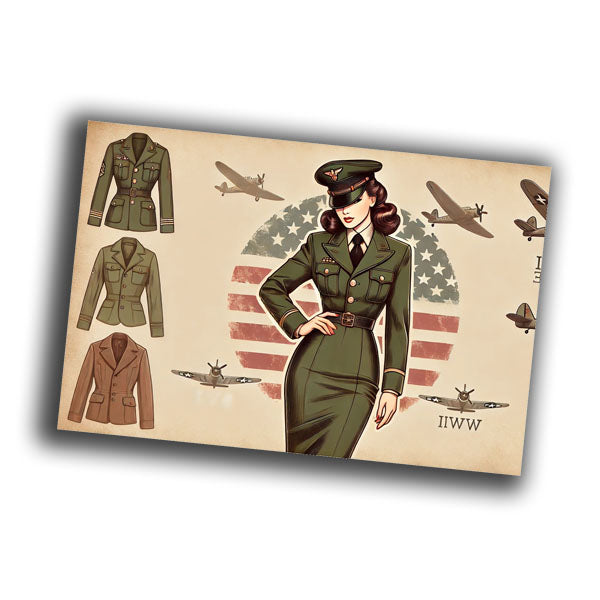nice vintage retro military woman uniform retro WW2 Photo Glossy 4*6 in A020