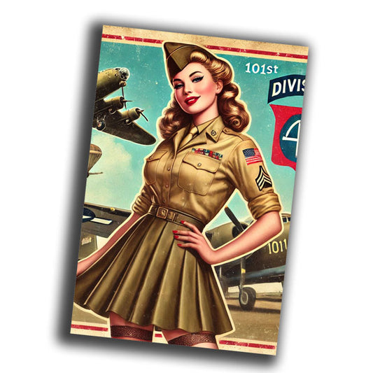 nice vintage retro military woman uniform retro WW2 Photo Glossy 4*6 in A022