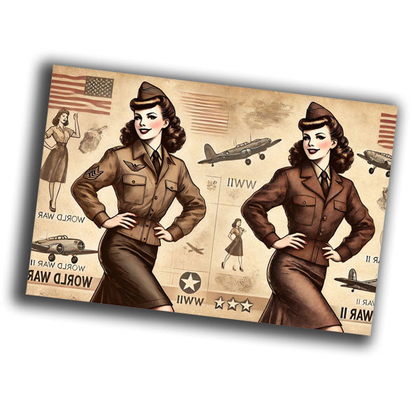 nice vintage retro military woman uniform retro WW2 Photo Glossy 4*6 in A026