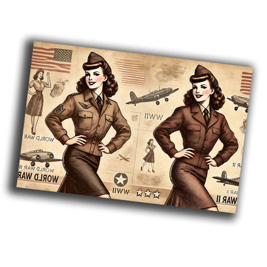 nice vintage retro military woman uniform retro WW2 Photo Glossy 4*6 in A026