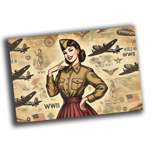 nice vintage retro military woman uniform retro WW2 Photo Glossy 4*6 in A027
