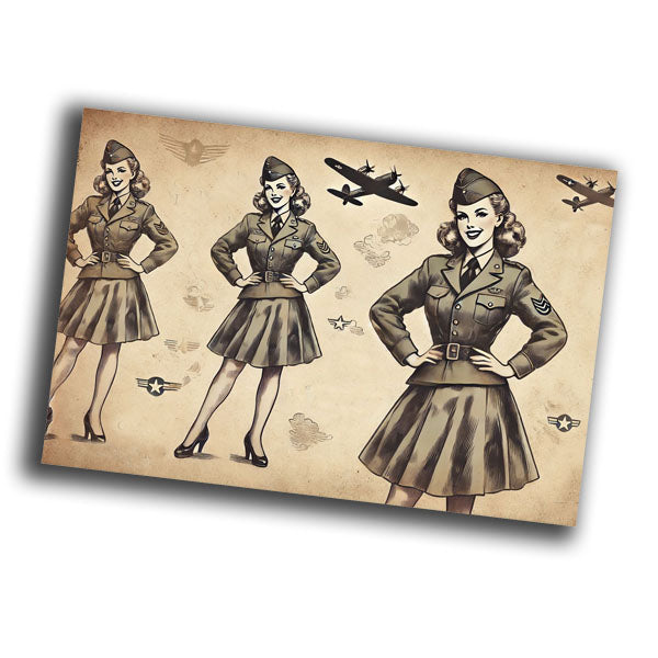 nice vintage retro military woman uniform retro WW2 Photo Glossy 4*6 in A028