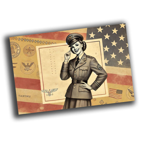 nice vintage retro military woman uniform retro WW2 Photo Glossy 4*6 in A031