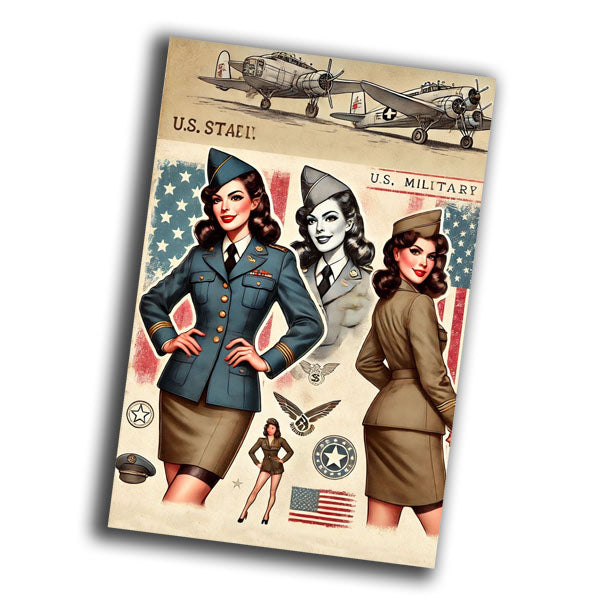 nice vintage retro military woman uniform retro WW2 Photo Glossy 4*6 in A032