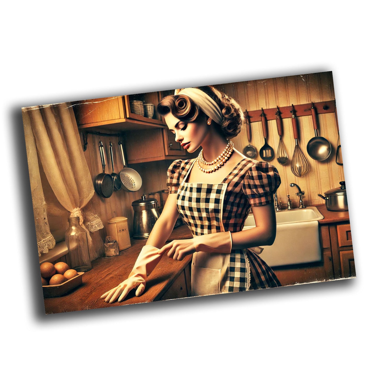 Nice woman in kitchen vintage retro WW2 Photo Glossy 4*6 in B004