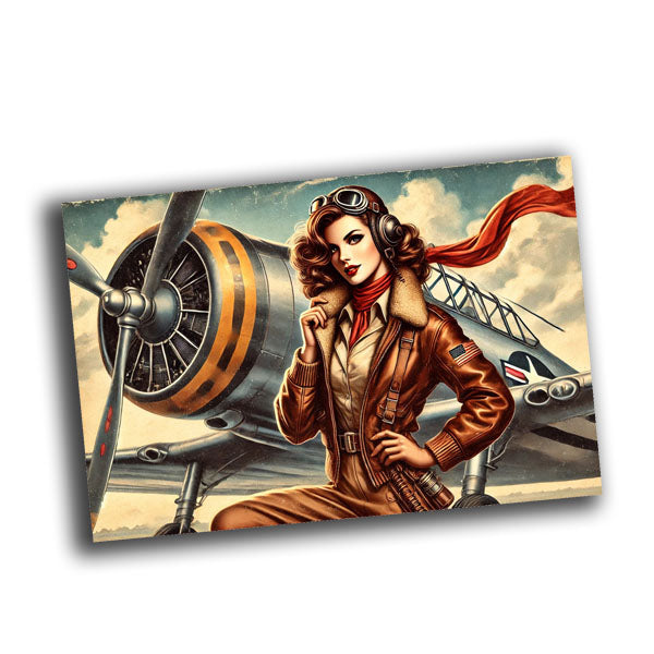 Nice woman pilot vintage retro WW2 Photo Glossy 4*6 in B005