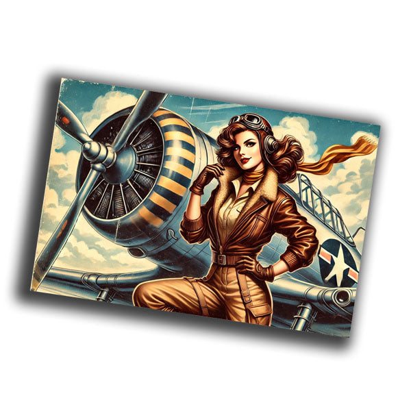 Nice woman pilot vintage retro WW2 Photo Glossy 4*6 in B006