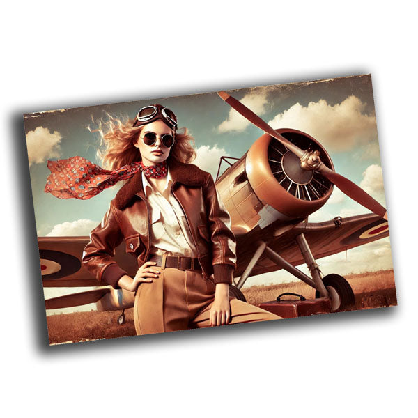 Nice woman pilot vintage retro WW2 Photo Glossy 4*6 in B007