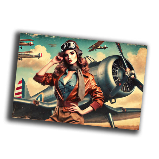 Nice woman pilot vintage retro WW2 Photo Glossy 4*6 in B008