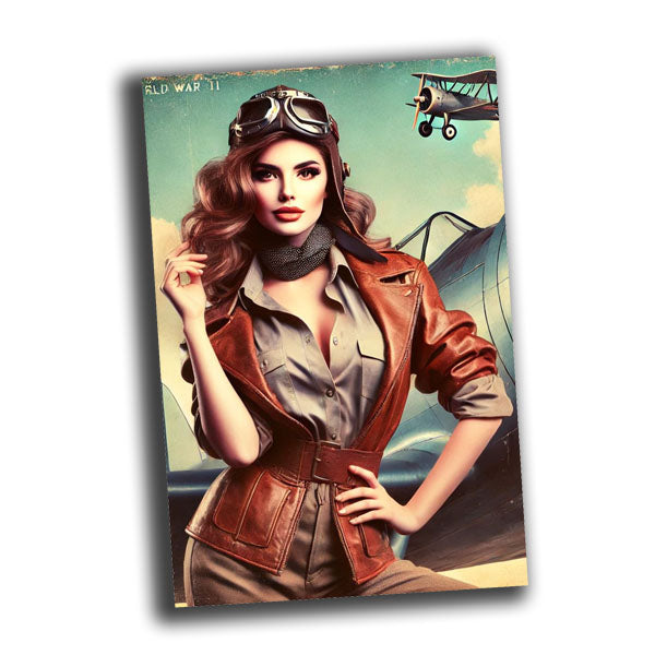 Nice woman pilot vintage retro WW2 Photo Glossy 4*6 in B010