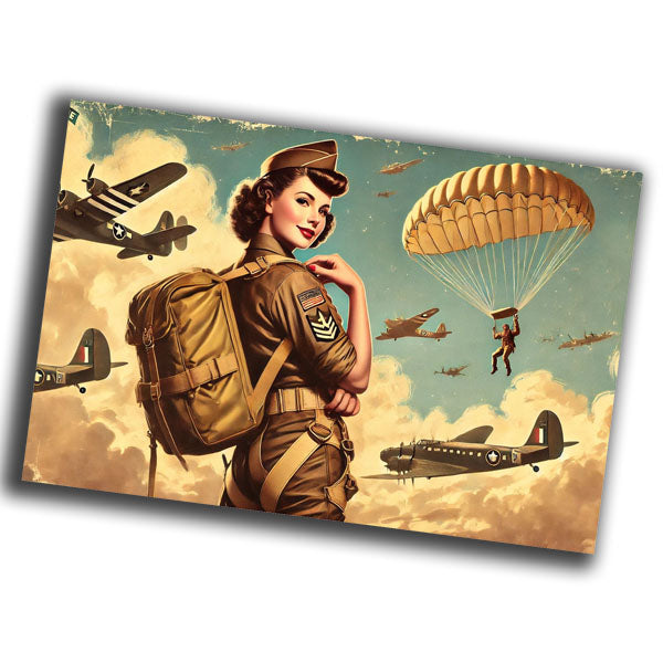 101st Airborne Division Paratroopers woman vintage retro WW2 Photo Glossy 4*6 in B016