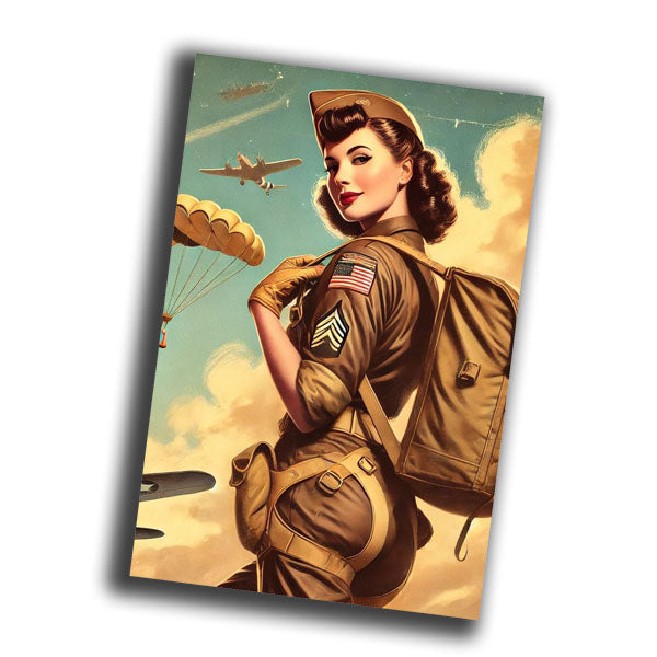 101st Airborne Division Paratroopers woman vintage retro WW2 Photo Glossy 4*6 in B017