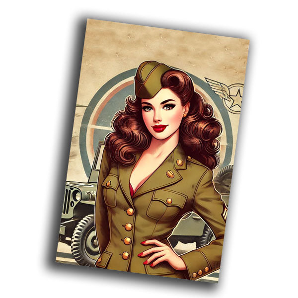 glamorous woman in a classic 1940s military uniform vintage retro WW2 Photo Glossy 4*6 in B022