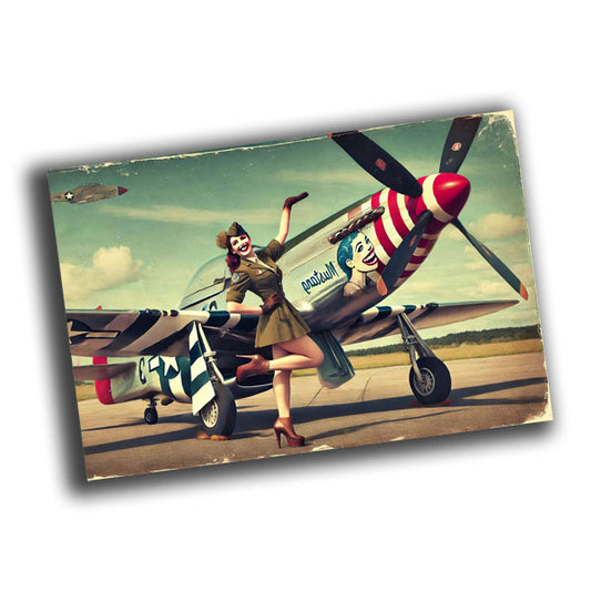 woman pilot in a classic 1940s military uniform vintage retro WW2 Photo Glossy 4*6 in B023