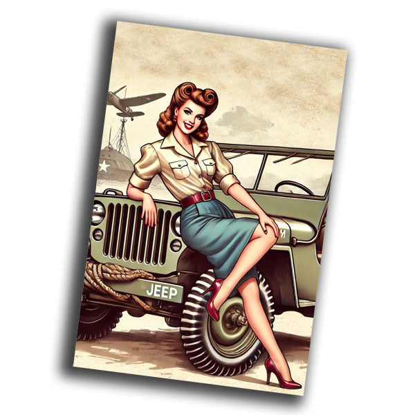 jeep willis woman classic 1940s vintage retro WW2 Photo Glossy 4*6 in B027