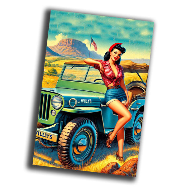 jeep willis woman classic 1940s vintage retro WW2 Photo Glossy 4*6 in B028