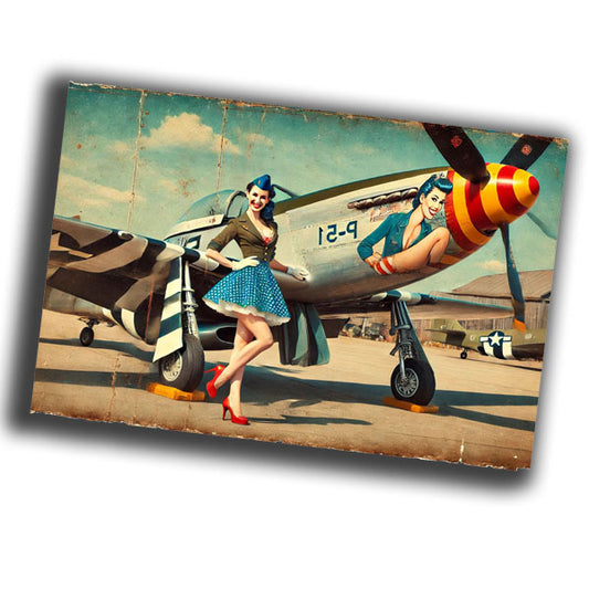 female pilot next to a plane vintage retro WW2 Photo Glossy 4*6 in B035