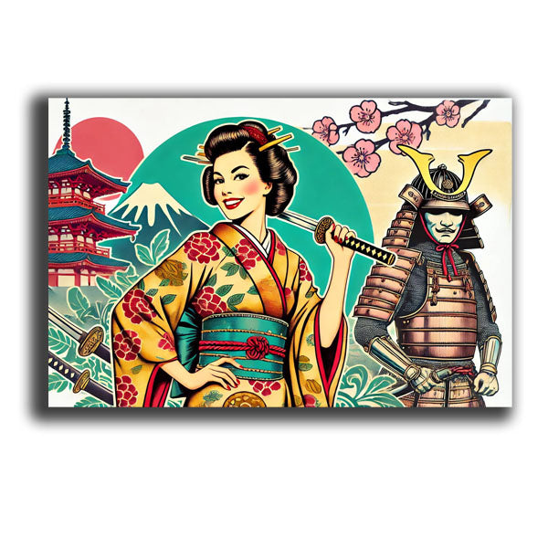 Japanese woman inspired by traditional samurai  vintage retro WW2 Photo Glossy 4*6 in C003