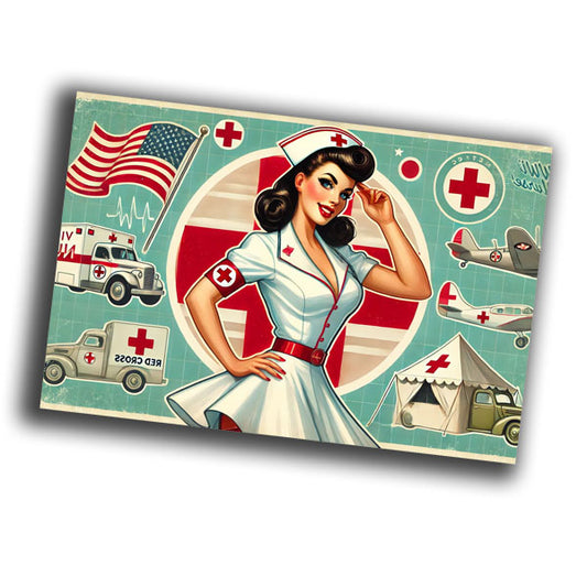 retro pin-up style illustration of a vintage 1940s nurse  vintage retro WW2 Photo Glossy 4*6 in C004