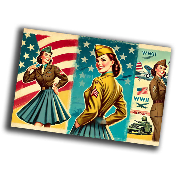retro pin-up style illustration of a vintage 1940s U.S. WW2 Photo Glossy 4*6 in C011