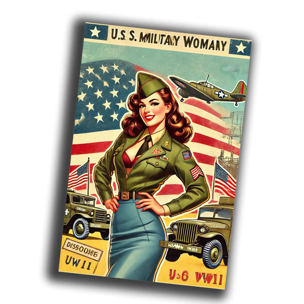 retro pin-up style illustration of a vintage 1940s U.S. WW2 Photo Glossy 4*6 in C012