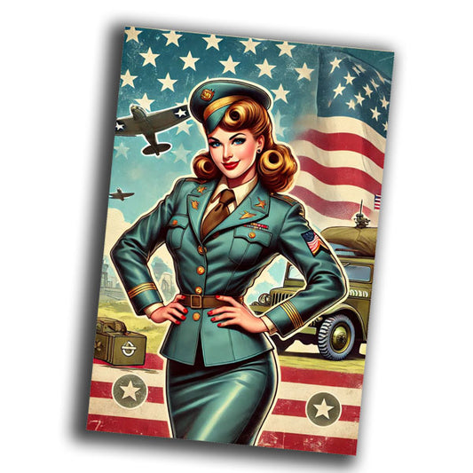 retro pin-up style illustration of a vintage 1940s U.S. WW2 Photo Glossy 4*6 in C014