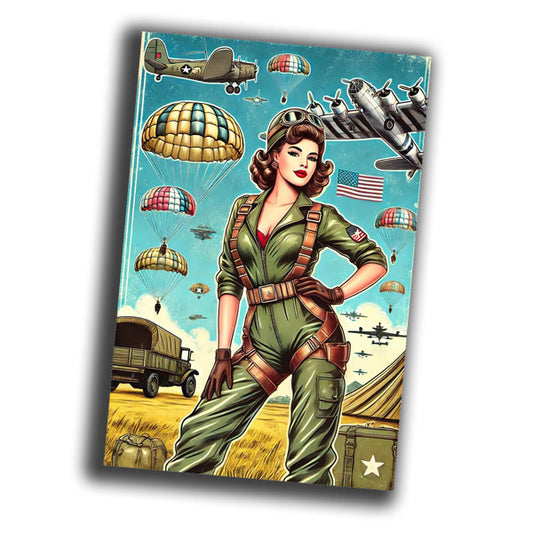 retro pin-up style vintage woman pilot Airborne Paratroopers WW2 Photo Glossy 4*6 in C020