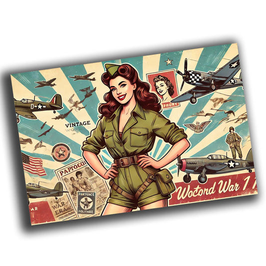 retro pin-up style vintage woman pilot Airborne Paratroopers WW2 Photo Glossy 4*6 in C026