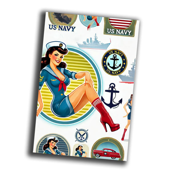 retro pin-up style illustration of a vintage 1940s US Navy woman in uniform WW2 Photo Glossy 4*6 in C031