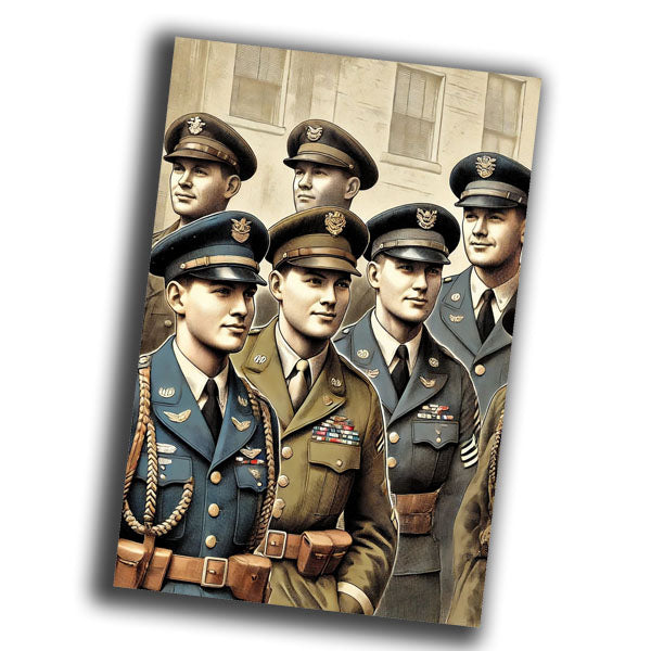 1950s, showing a group of men in traditional U.S. military uniforms WW2 Photo Glossy 4*6 in D008