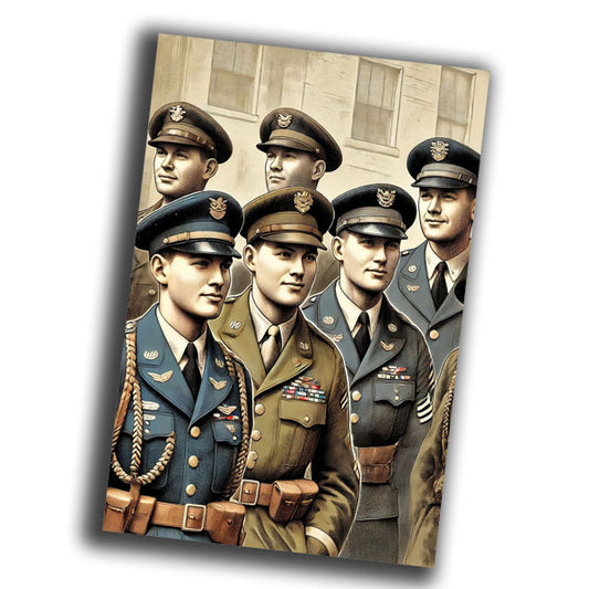 1950s, showing a group of men in traditional U.S. military uniforms WW2 Photo Glossy 4*6 in D008