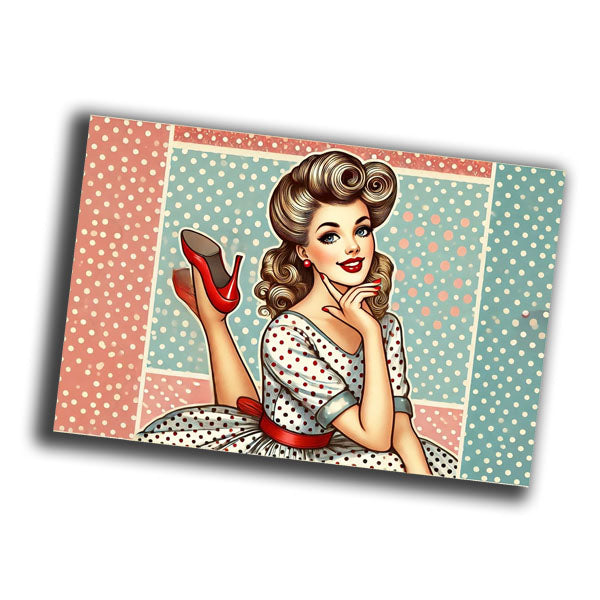 pin-up retro vintage illustration featuring a classic 1950s-style woman WW2 Photo Glossy 4*6 in D010