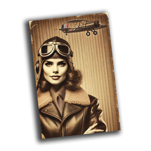 vintage retro-style portrait of a female pilot from the 1940s WW2 Photo Glossy 4*6 in D011
